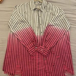 🦩Distressed White Birch Dip Dyed Shacket-NEW